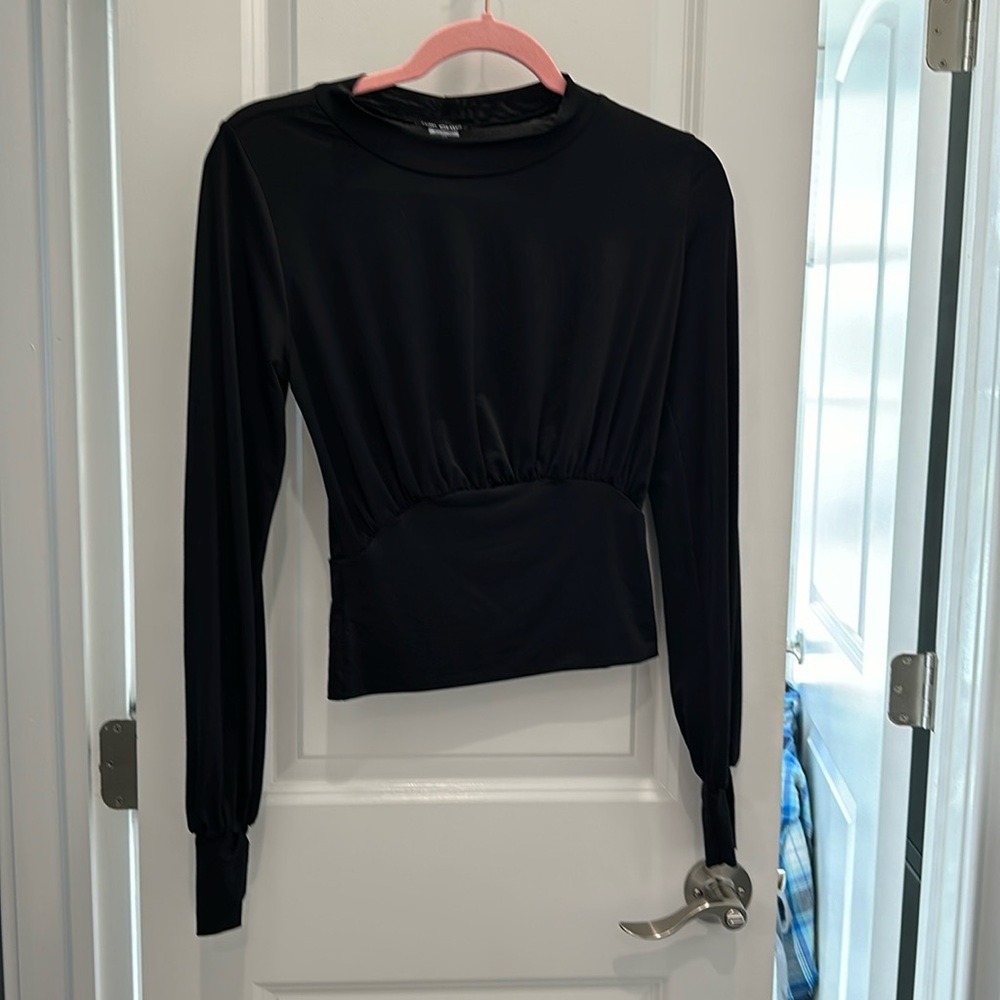 Long sleeve black dressy top
